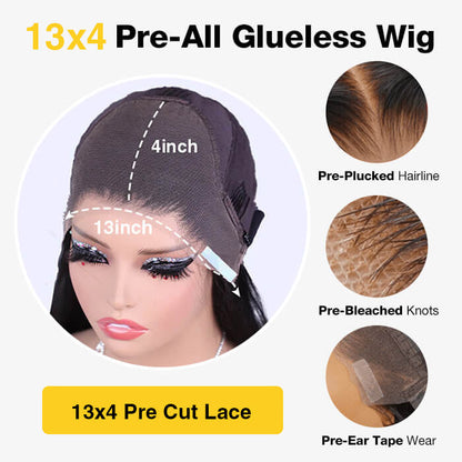 Pre Braided Glueless Wig 13x4 HD Lace Front Straight Human Hair Wigs Pre-All Wig