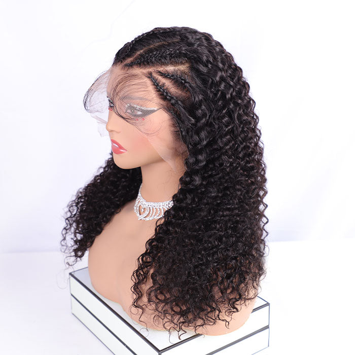 Pre Braiding Hairstyle Curly 180% Density 13x4 Lace Front Wig Braide Human Hair Wigs