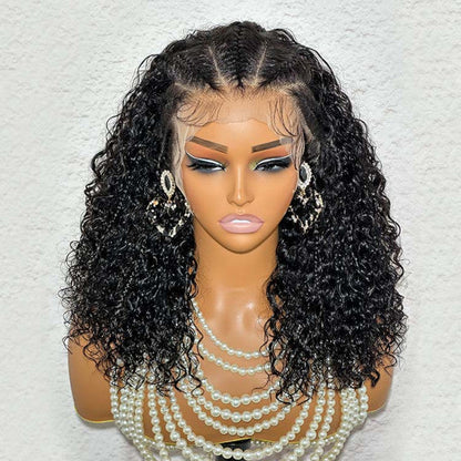 Pre Braiding Hairstyle Curly 180% Density 13x4 Lace Front Wig Braide Human Hair Wigs