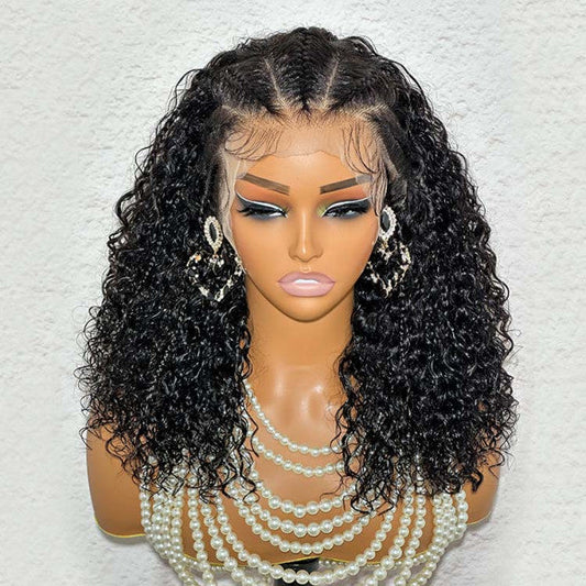 Pre Braiding Hairstyle Curly 180% Density 13x4 Lace Front Wig Braide Human Hair Wigs