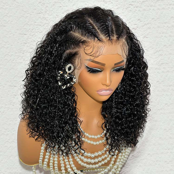 Pre Braiding Hairstyle Curly 180% Density 13x4 Lace Front Wig Braide Human Hair Wigs