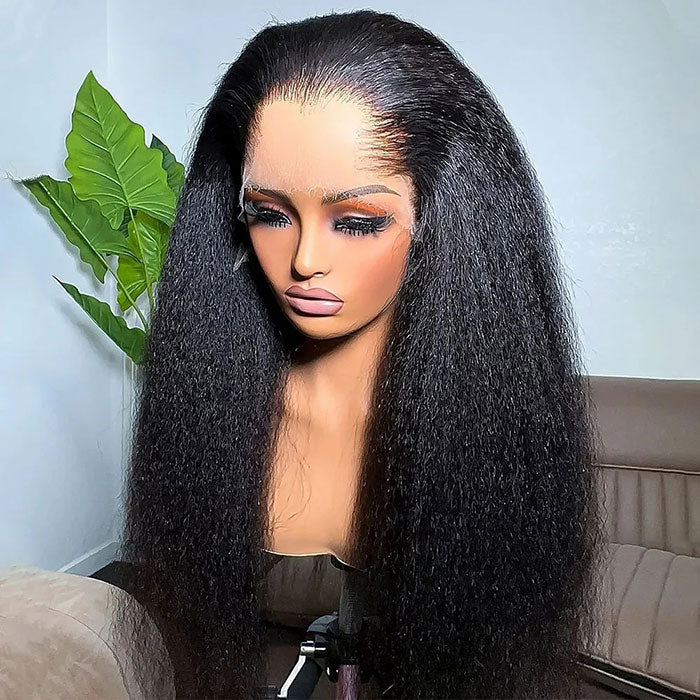 Preshaped M Lagos Hairline Kinky Straight Wig Widows Peak 13x4/13x6 Skin Melt Glueless Wig