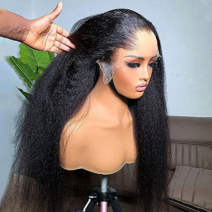 Preshaped M Lagos Hairline Kinky Straight Wig Widows Peak 13x4/13x6 Skin Melt Glueless Wig