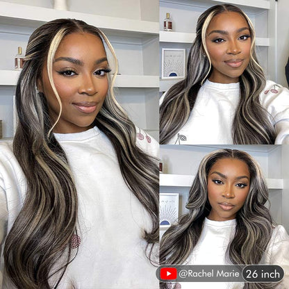 Subella Blonde Highlights HD Lace Front Wigs 13x4/13x6 Glueless Wigs Black Wig with #613 Blonde Highlight