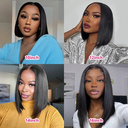 Pre Cut Wigs Air Cap Straight Bob Wig  HD Lace Wigs Glueless Human Hair Wigs Beginner Friendly