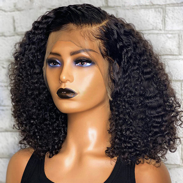 Side Part Curly Bob Wig NEW C Part HD Lace Front Human Hair Wigs Asymmetrical Bob Hairstyle