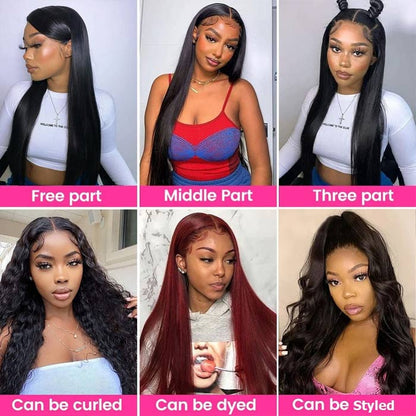 Straight Human Hair 3 Bundles With 4x4 Lace Closure