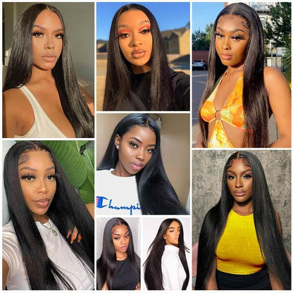 Straight Human Hair 3 Bundles With 4x4 Lace Closure