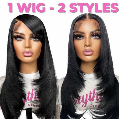Straight Layer Cut Human Hair Wigs Inner Buckle Butterfly Layered Haircuts 13x4 Lace Front Wig