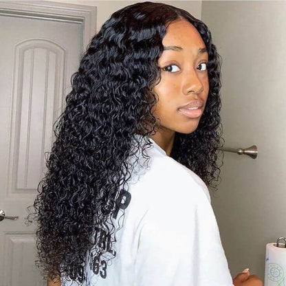 HD Transparent T Part Lace Wig Curly Human Hair Wigs Pre Plucked with Baby Hair