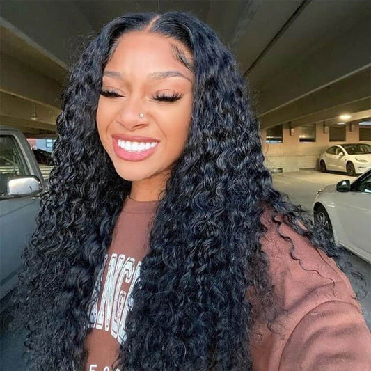 Subella T Part HD Transparent Lace Wig Deep Wave Human Hair Wigs Pre Plucked with Baby Hair