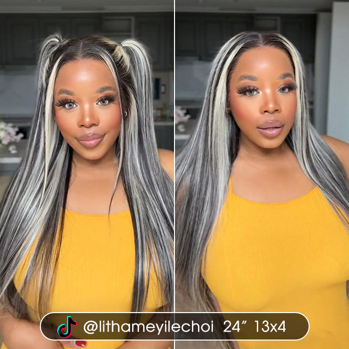 Subella Blonde Highlights HD Lace Front Wigs 13x4/13x6 Glueless Wigs Black Wig with #613 Blonde Highlight