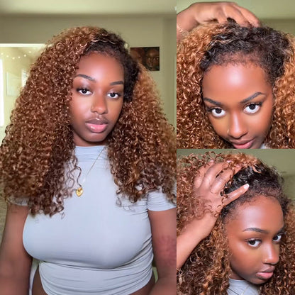 Limited Design | Coily Curly 4C Edges Wig Black Brown Ombre Glueless HD Lace Wig Realistic Hairline
