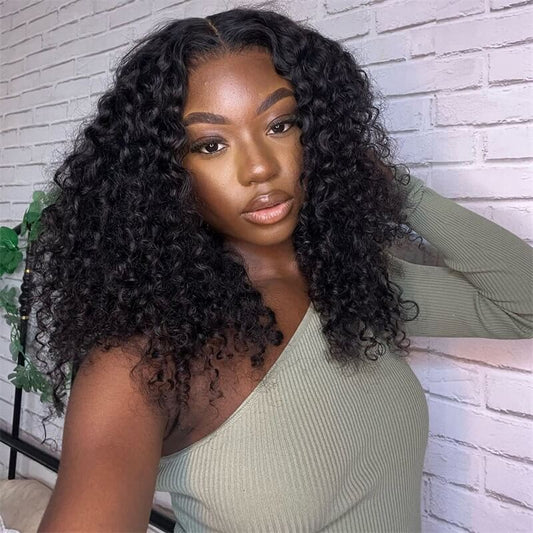 Pre Cut Wigs Curly Bob Wig HD Lace Wigs Glueless Human Hair Wigs Beginner Friendly