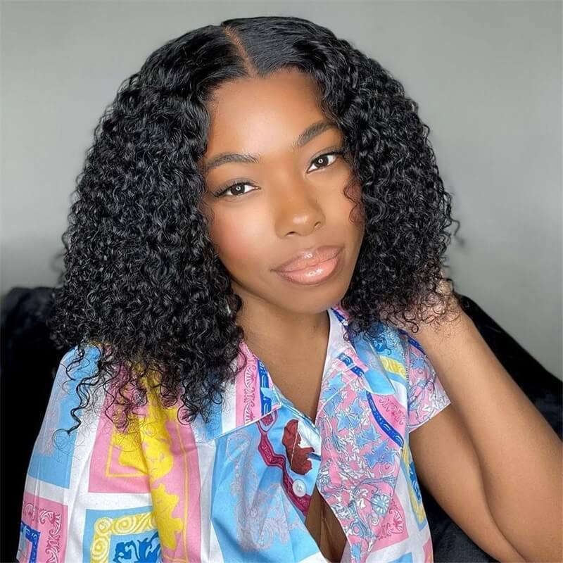 Pre Cut Wigs Curly Bob Wig HD Lace Wigs Glueless Human Hair Wigs Beginner Friendly