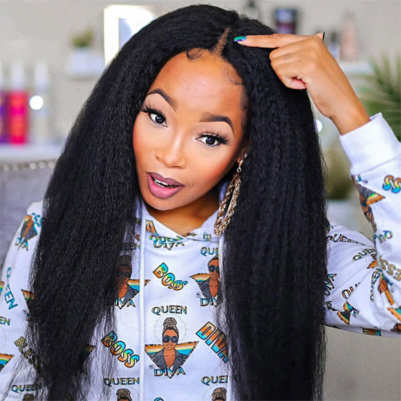 Subella Glueless V Part 0 Skill Needed Wig Beginner Friendly Natural Scalp Kinky Straight Human Hair