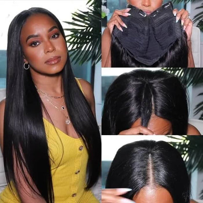 V Part Wig Straight Human Hair No Leave Out Thin Part Upgrade U Part Wig Glueless Wig