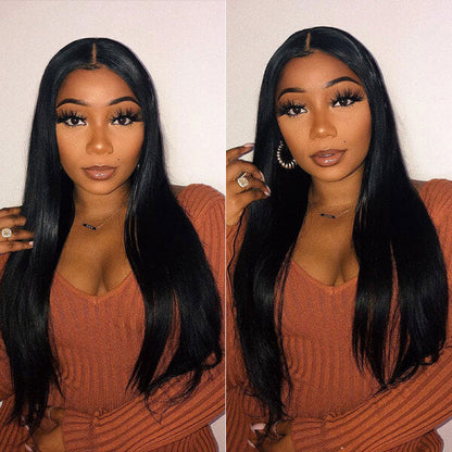 V Part Wig Straight Human Hair No Leave Out Thin Part Upgrade U Part Wig Glueless Wig