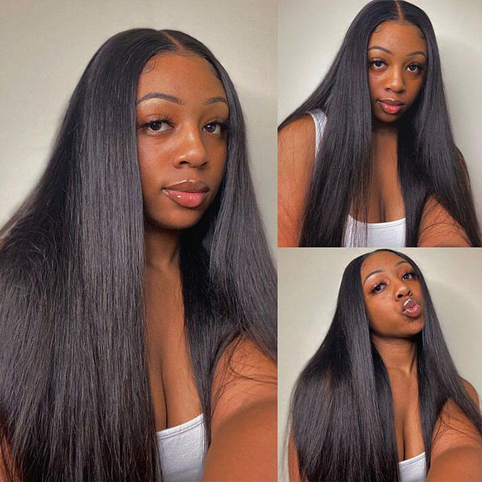 V Part Wig Straight Human Hair No Leave Out Thin Part Upgrade U Part Wig Glueless Wig