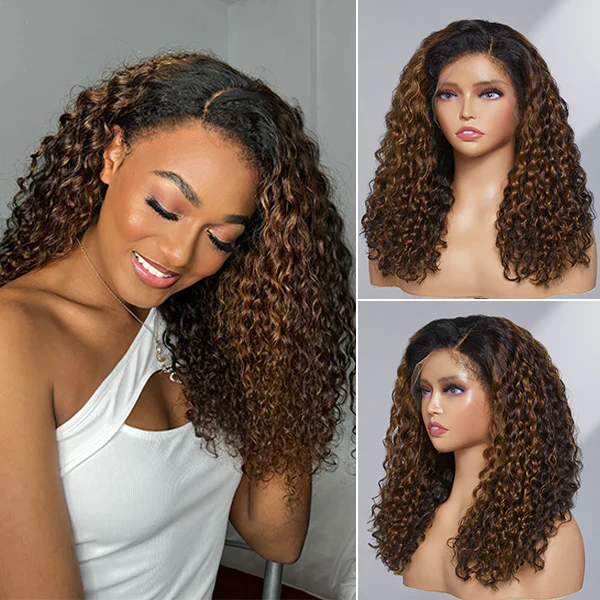 4C Curly Edge Hairline 1B/30 Ombre Color HD Lace Curly Wigs 5x5/13x4/13x6 Lace Frontal Wig