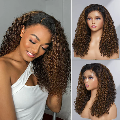 4C Curly Edge Hairline 1B/30 Ombre Color HD Lace Curly Wigs 5x5/13x4/13x6 Lace Frontal Wig