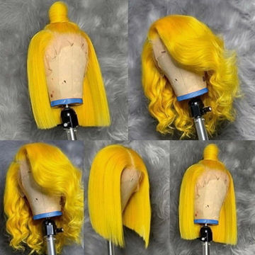New In --Yellow Short Bob Wig 13x4 HD Lace Front Wigs Pre Plucked Glueless Wig