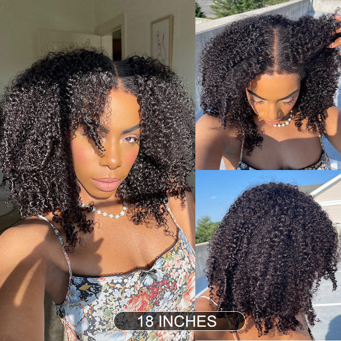 Limited Design | 4C Hairline Jerry Curly Wig 220% Density Glueless HD Lace Kinky Edges Afro Kinky Curly Human Hair Wigs