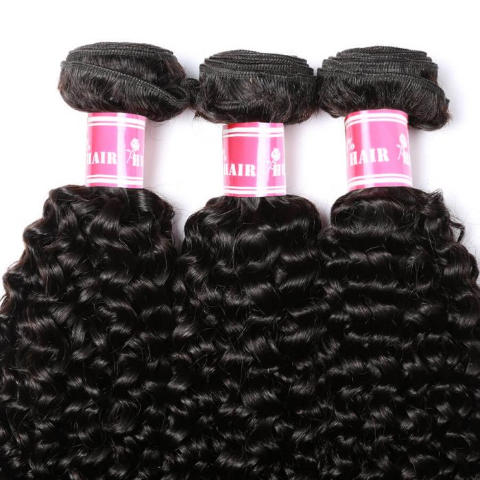 Curly Virgin Human Hair Weft 3 Bundles 100% Unprocessed Virgin Human Hair Extension