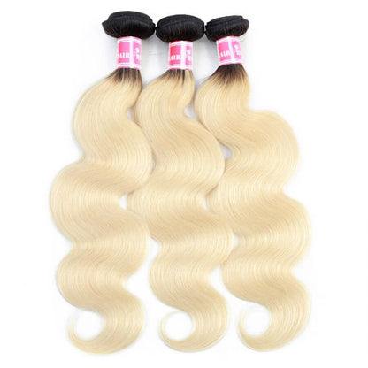 Brazilian Hair T1b/613 Blonde Ombre Hair Body Wave 3 Bundles Human Hair Weaves