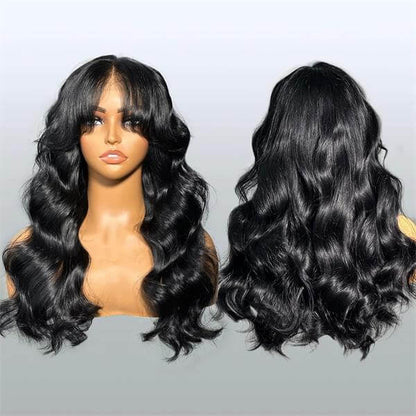 Curtain Air Bangs Body Wave Human Hair Wigs 13x4 /4x4 Lace Wig/ Full Machinemade Wig Available