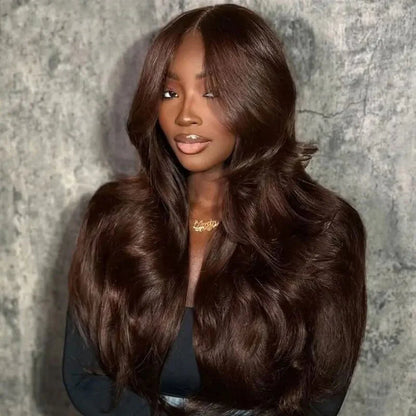 Layered Cut Chocolate Brown #4 Body Wave Wear Go Wig 7x5 Lace Closure 180% Glueless Color Wig | BGMgirl Hair