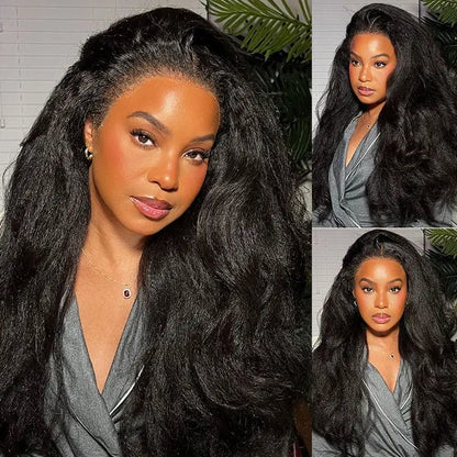 360 Lace Kinky Straight Invisi Draw String Wear Go Wig Pre-Bleached Pre-Cut Lace Glueless Wig | BGMgirl Hair