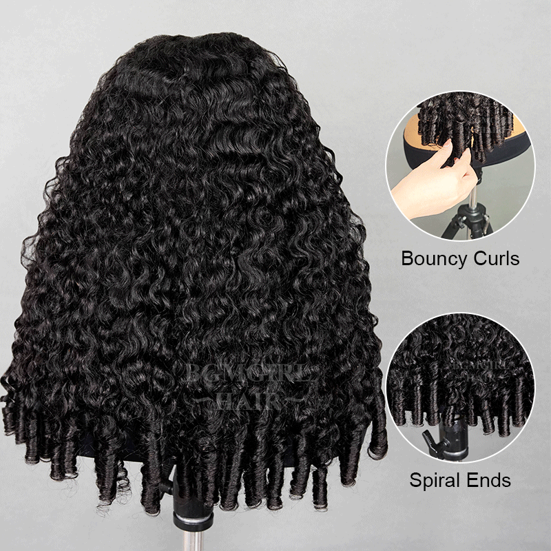 13x6 Burmese Curly Draw String Wear Go Wig HD Lace Bleached Knots Glueless Wig | BGMgirl Hair