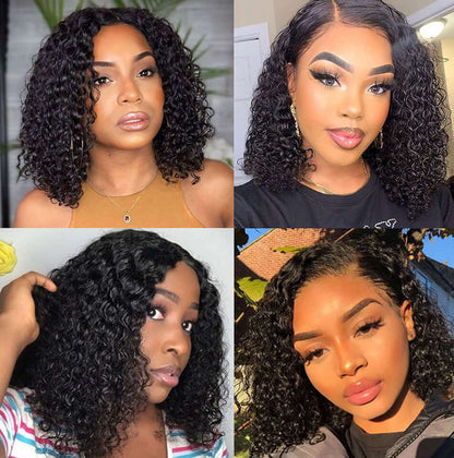 Water Wave HD Lace Front Bob Wigs Pre Plucked Human Hair Lace Wigs
