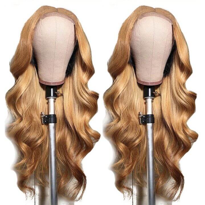 #27 Honey Blonde Body Wave Colored 13x4 HD Lace Frontal Wigs and 4x4 Lace Closure Wigs
