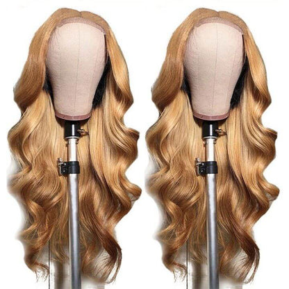 #27 Honey Blonde Body Wave Colored 13x4 HD Lace Frontal Wigs and 4x4 Lace Closure Wigs