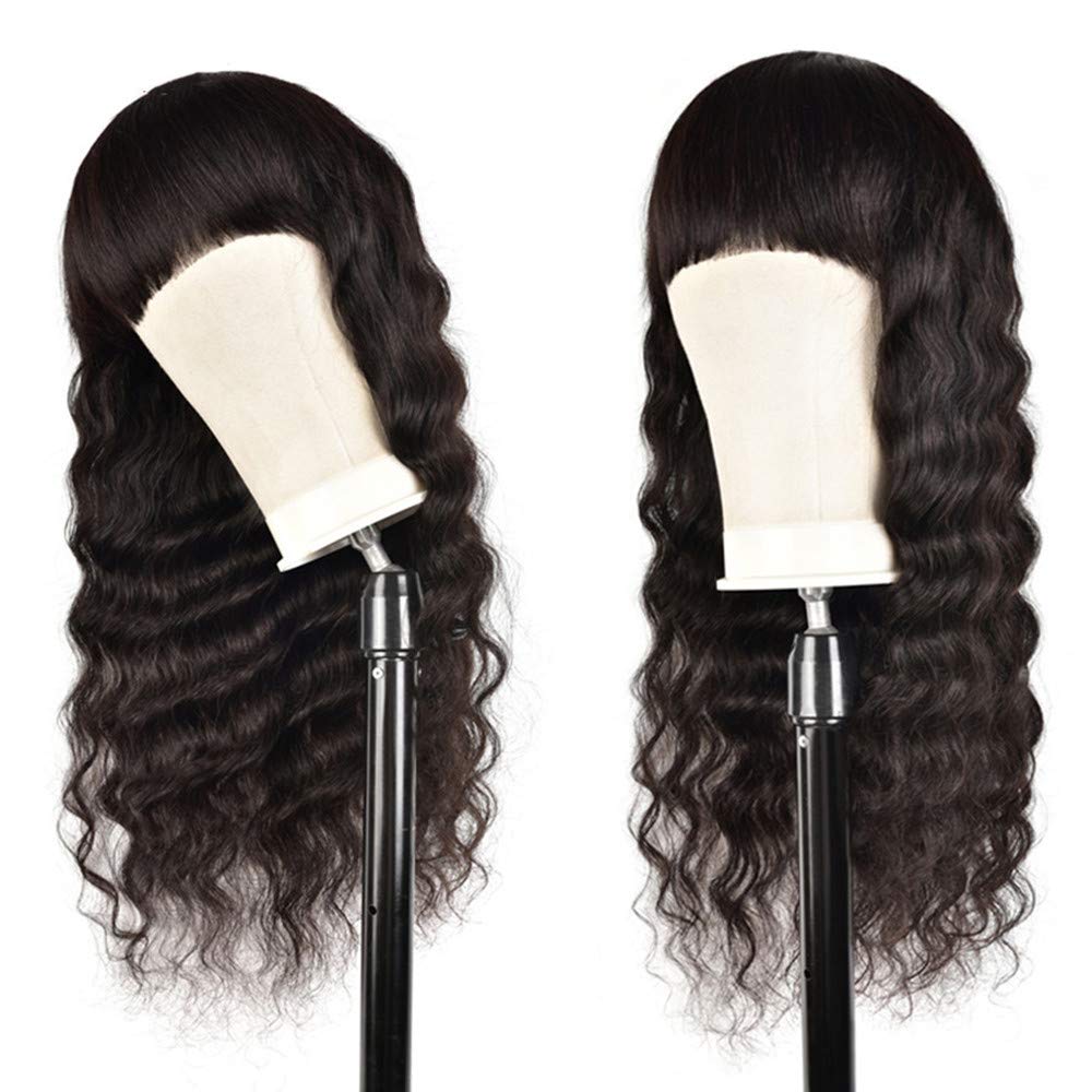 Human Hair Wigs With Bangs Top Lace Wig Loose Deep Wave Human Hair Wigs