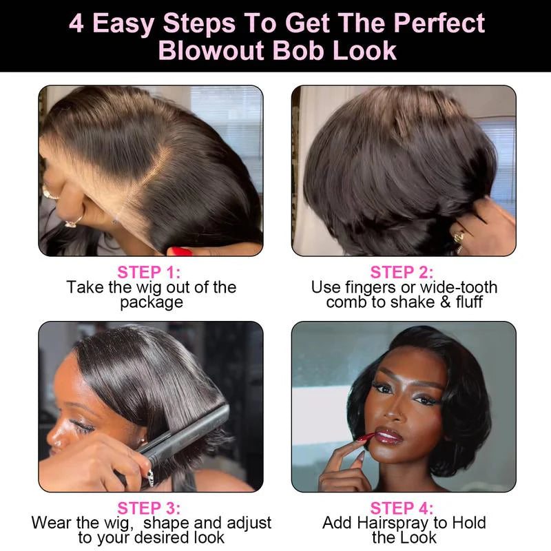 Blowout Bob Straight 7x5 Lace Wear Go Wig Pre-Bleached Tiny Knots Glueless Wig | BGMgirl Hair