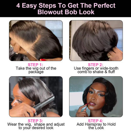 Blowout Bob Straight 7x5 Lace Wear Go Wig Pre-Bleached Tiny Knots Glueless Wig | BGMgirl Hair