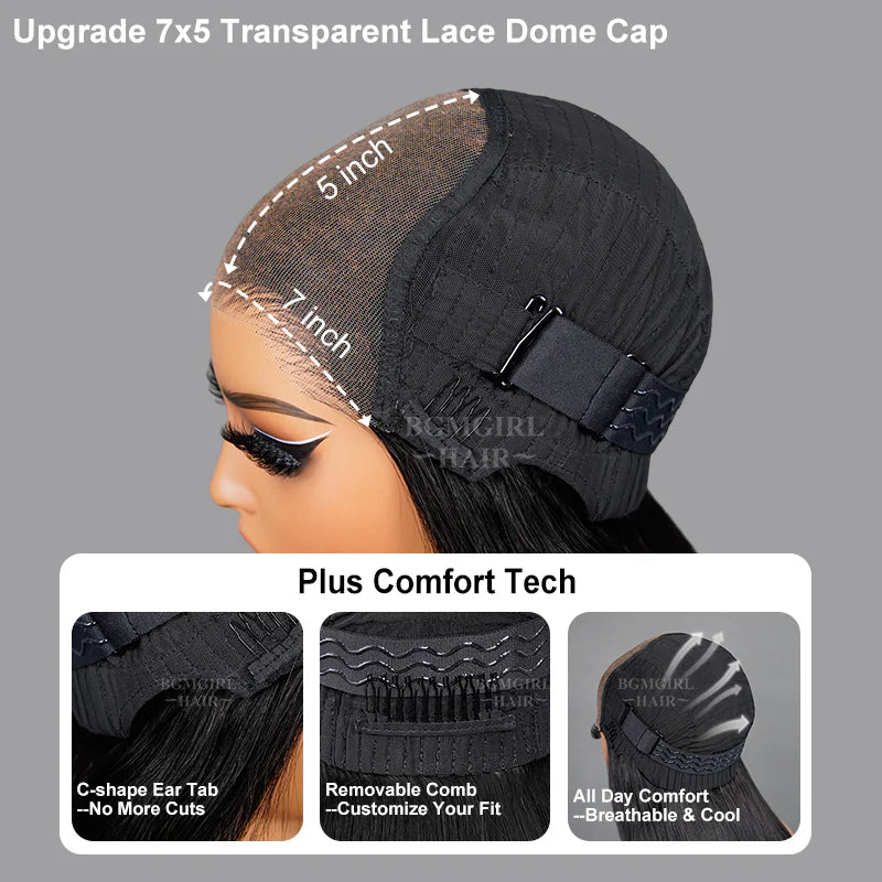 Blowout Bob Straight 7x5 Lace Wear Go Wig Pre-Bleached Tiny Knots Glueless Wig | BGMgirl Hair