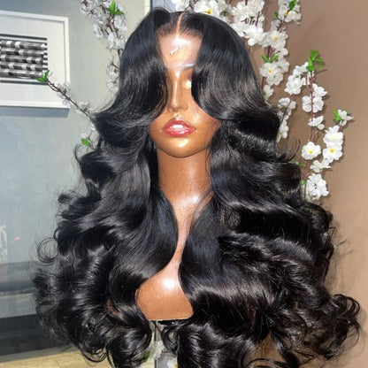 Curtain Bangs Glueless HD Lace Wig Chic Retro Body Wave Human Hair Wigs with Adjustable Strap