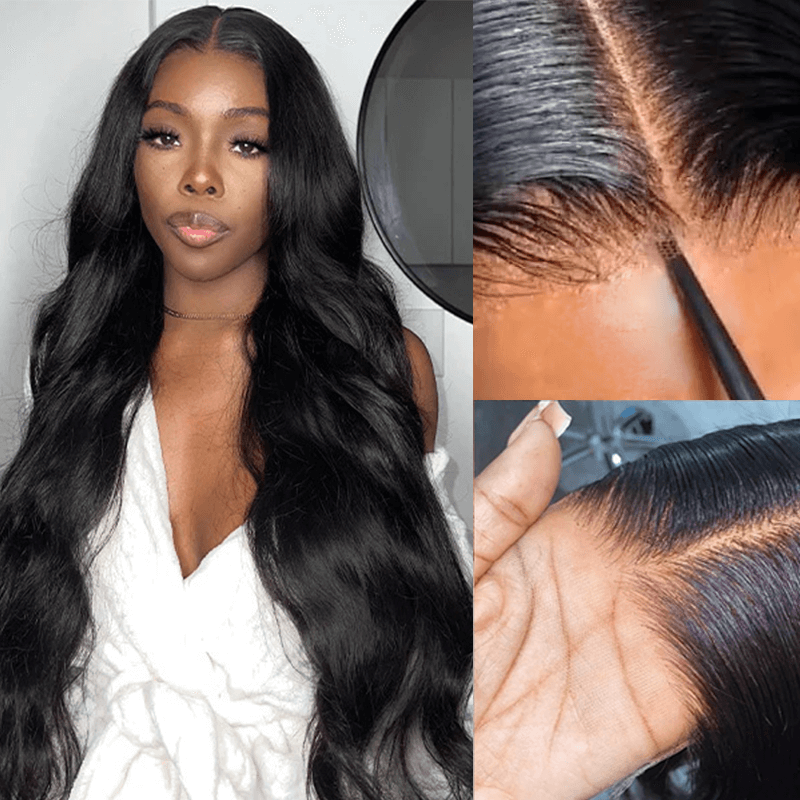 Pre Cut 4X4 HD Lace Closure Wigs Body Wave Human Hair Wig With Breathable Cap