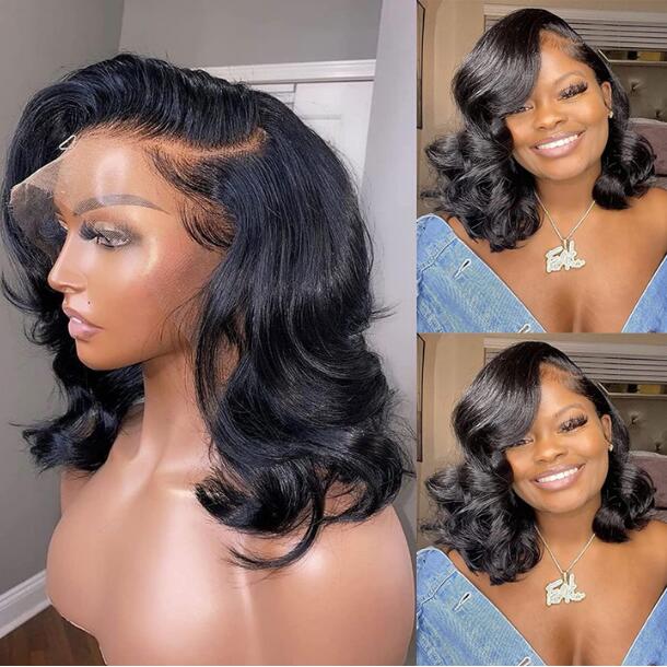 14"=$89 Body Wave Short bob Wigs 13x4 Lace Front Wigs Human Hair 100% Real Human Hair Wig Special Offer