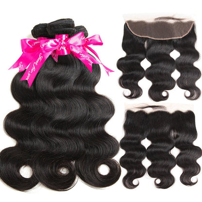 Body Wave Virgin Hair Weave 3 Bundles With 13*4 Lace Frontal