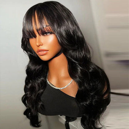 Body Wave Wig Top Lace Wig With Bangs Glueless Wigs 100% Human Hair| Beginner Friendly