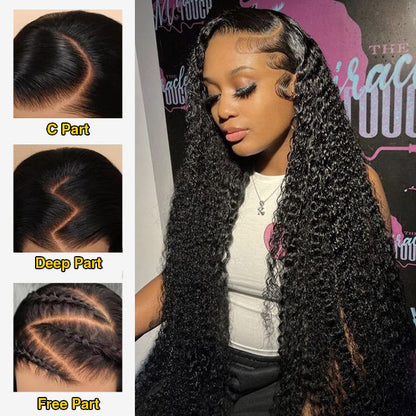 13x4 13x6 Pre Cut Lace Frontal Real Ear To Ear Curly/Water Wave Glueless Pre All Wig