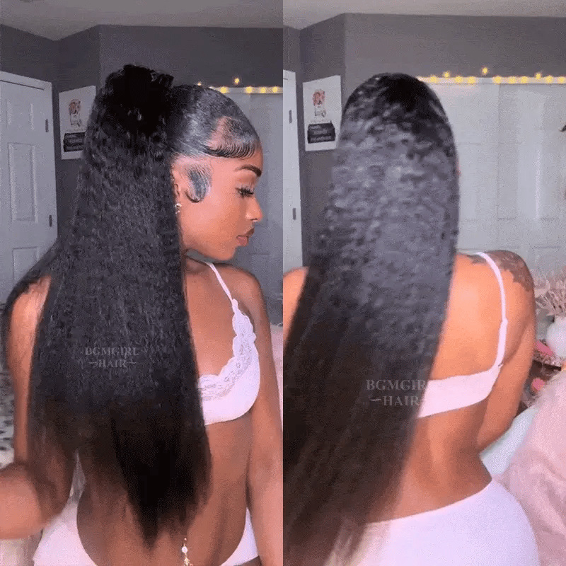 Drawstring Ponytail Kinky Straight Real Human Hair Extension | BGMgirl Hair