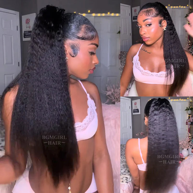 Drawstring Ponytail Kinky Straight Real Human Hair Extension | BGMgirl Hair