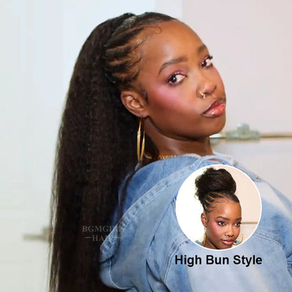 Drawstring Ponytail Kinky Straight Real Human Hair Extension | BGMgirl Hair