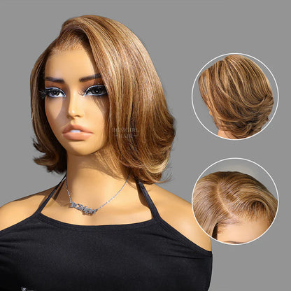 Blowout Bob Straight 7x5 Lace Wear Go Wig Pre-Bleached Tiny Knots Glueless Wig | BGMgirl Hair